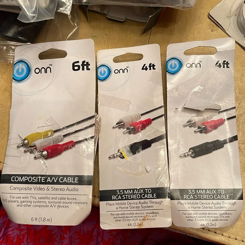 🔴or🌼FLASH SALE-AUX 2 RCA STEROCABLE 3.5MM EACH playMobile,AudioThru HomeSteroSys